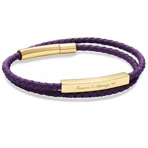 Le Tien Double Leather Bracelet (Purple-Gold)
