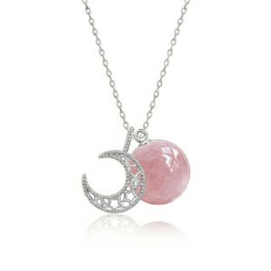 The Moon Rose Quartz Necklace (Silver)