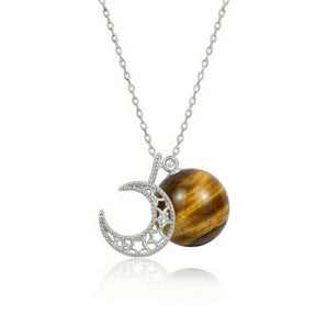 The Moon Golden Tiger's Eye Necklace (Silver)