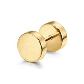 ARLOS Noe gold-tone industrial flat-disc screw stud, 316L stainless steel men's earring