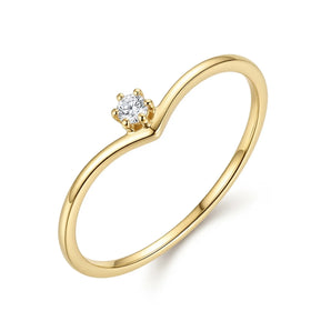 Classic Sparkle V-Shaped Ring (Gold)