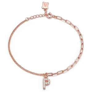 Trésor Initial [ P ] Bracelet (Rose Gold)