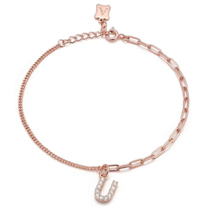 Trésor Initial [ U ] Bracelet (Rose Gold)