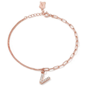 Trésor Initial [ V ] Bracelet (Rose Gold)