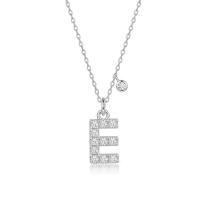 字母 [ E ] 項鏈 (白金色)