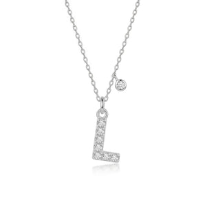 字母 [ L ] 项链 (白金色)
