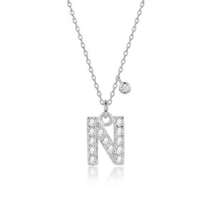 字母 [ N ] 項鏈 (白金色)