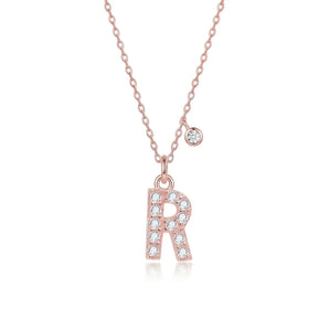 Trésor Initial [ R ] Necklace (Rose Gold)
