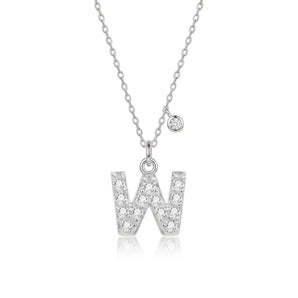 字母 [ W ] 項鏈 (白金色)