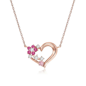 L'amour Floral Heart Necklace (Rose Gold)