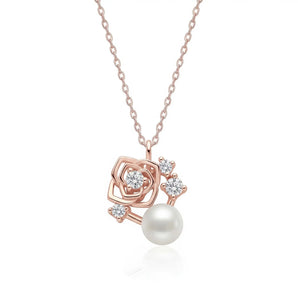 L'amour Rose and Pearl Necklace (Rose Gold)