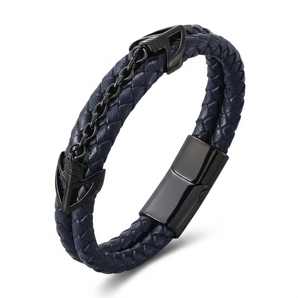 Éternel Navy Anchor Leather Bracelet