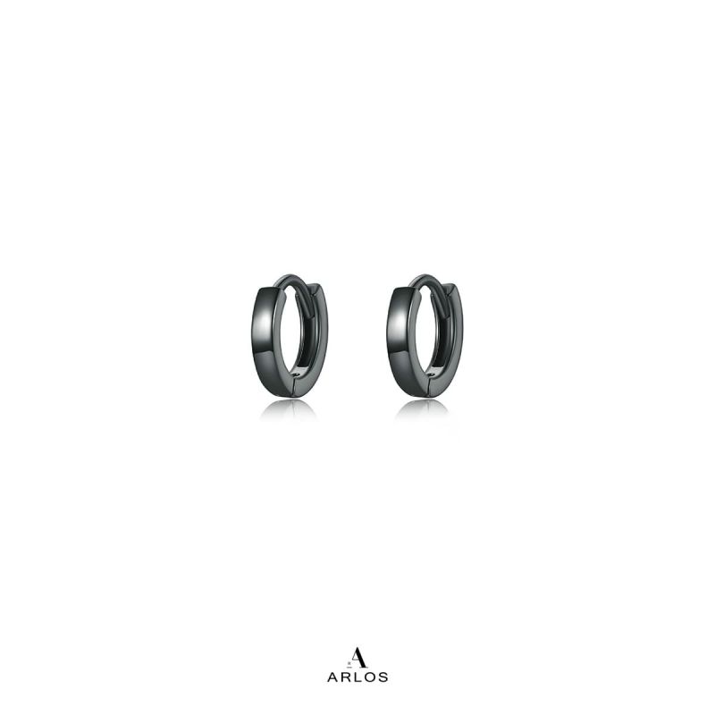Aloha 黑色純銀圈耳環