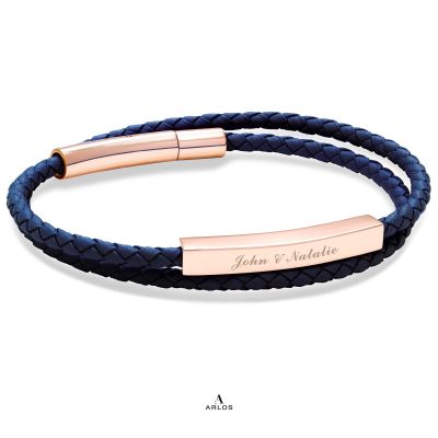 Le Tien 雙層皮革手環 (深邃藍)
