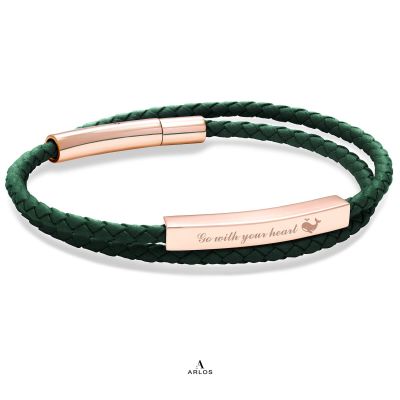 Le Tien Double Leather Bracelet (Midnight Green)