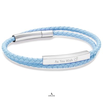 Le Tien Double Leather Bracelet (Sky Blue)