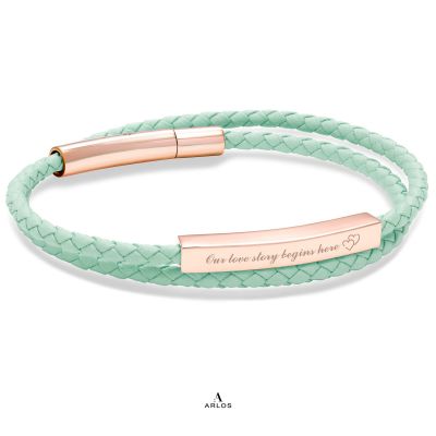 Le Tien Double Leather Bracelet (Light Green)