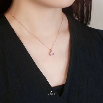 La Joie Luminous Moonstone Necklace (Rose Gold)