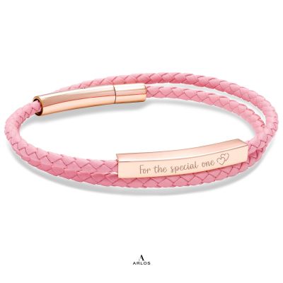 Le Tien Double Leather Bracelet (Sakura Pink)